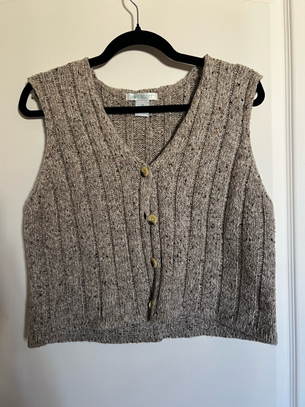 Women's Cream Cable Knit Button Vest